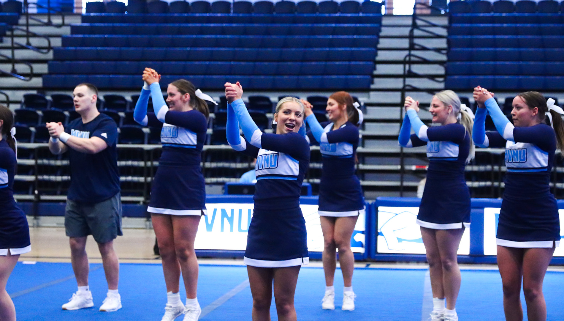 MVNU Cheer Hosts Crossroads League Championship in Ariel Arena