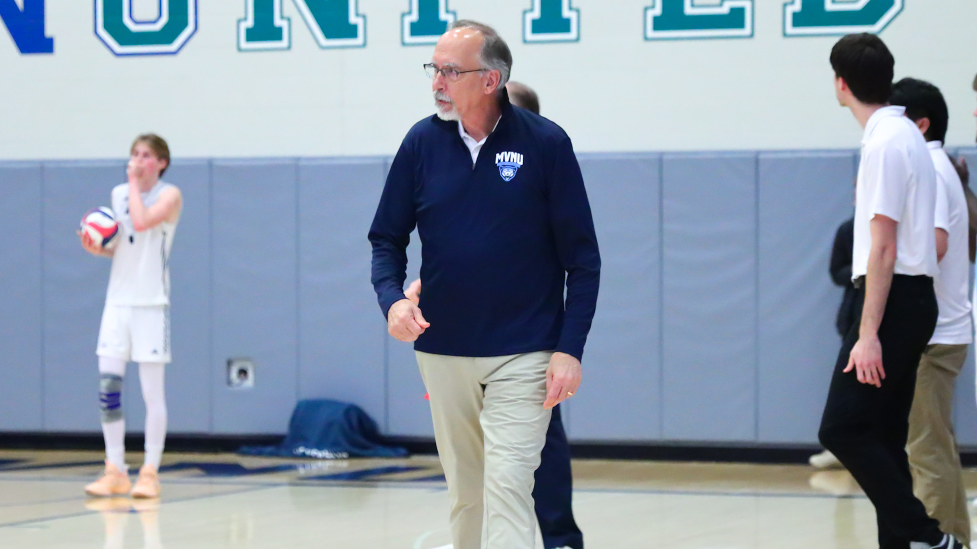 Head Coach Doug Sherer Walking on the sideline during the match